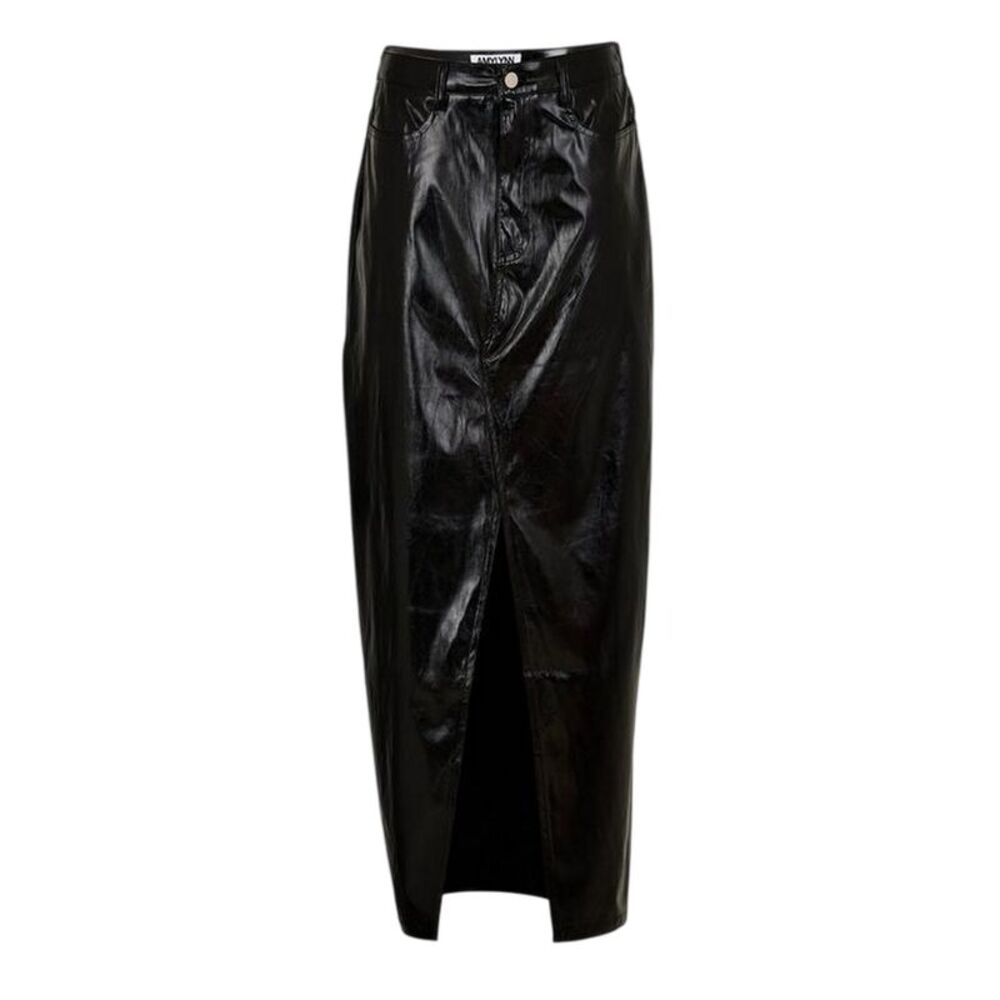 AmyLynn Womens/Ladies Lupe Metallic Front Slit Pencil Skirt / Black Metallic